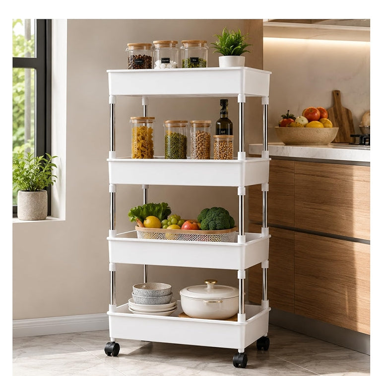 Rolling 4 layer multipurpose trolley