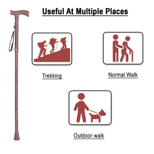 MCP ALUMINUM 4 FOLD WALKING STICK HEIGHT ADJUSTABLE