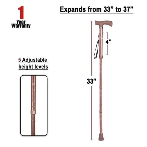 MCP ALUMINUM 4 FOLD WALKING STICK HEIGHT ADJUSTABLE