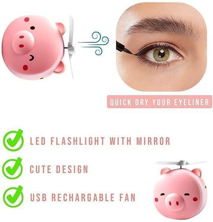 Piggy fan with mirror