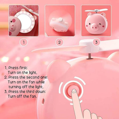 Piggy fan with mirror