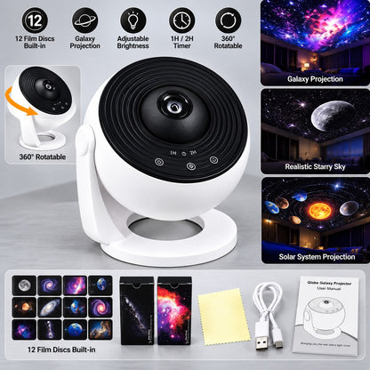 Galaxy Star Projector with 12 Film Discs