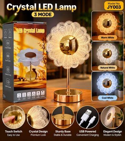 Crystal LED Lamp – 3 Light Modes