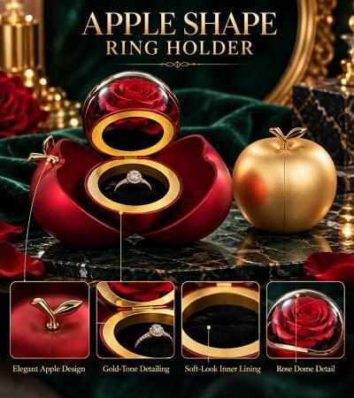 Luxury Apple-Shaped Ring Holder Box