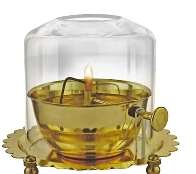 Akhand Diya Lamp with Adjustable wick & Glass
